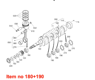 Kit cuscinetto principale STD 60mm Kubota V1903, V2003, V2203, V2403