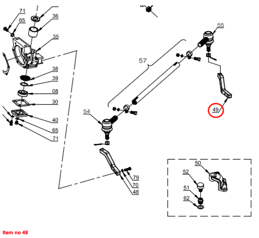 Braccio sferico dello sterzo RH per barra di accoppiamento Captain 260,