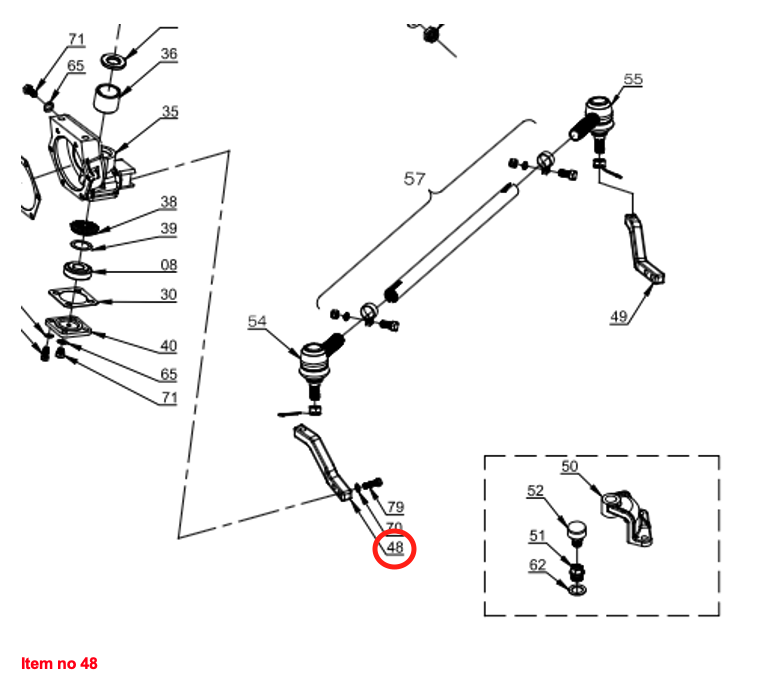 Braccio sferico dello sterzo LH per barra di accoppiamento Captain 260,